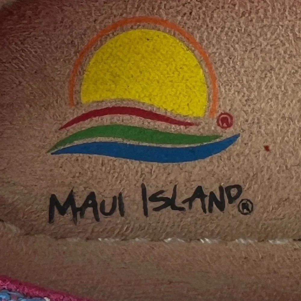 Maui Island Womens Tiki Multicolor Canvas Color Striped Size 7M Slip On Shoes